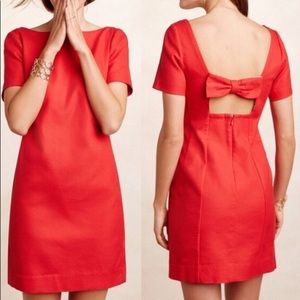 Maeve Anthropologie red dress with bow